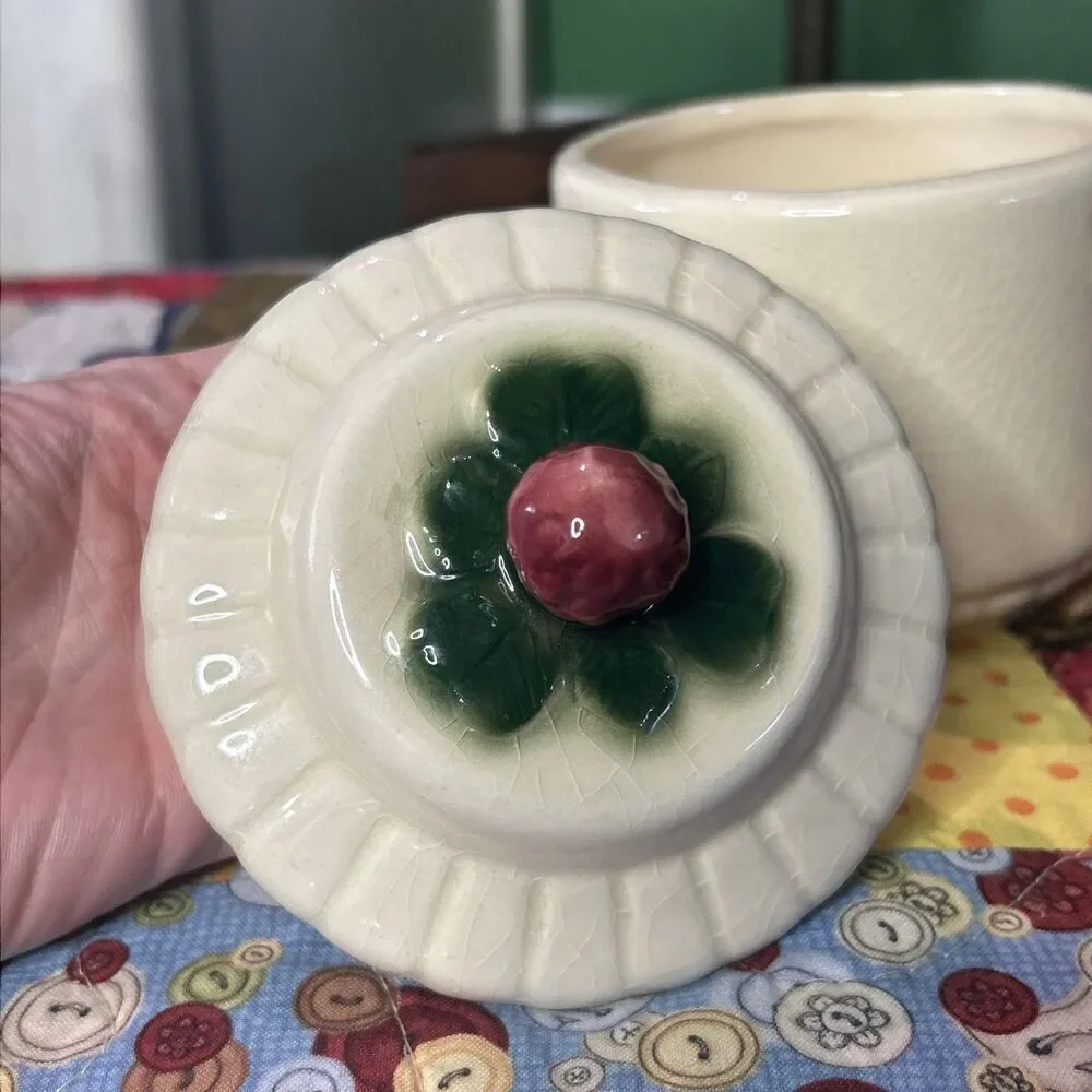 Vintage Brush McCoy Three Leaf Clover Small 5 Inch Canister